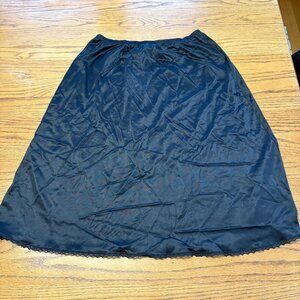 Vintage Vanity Fair Slip, Women's Medium, Black Skirt Satin Lace Trim